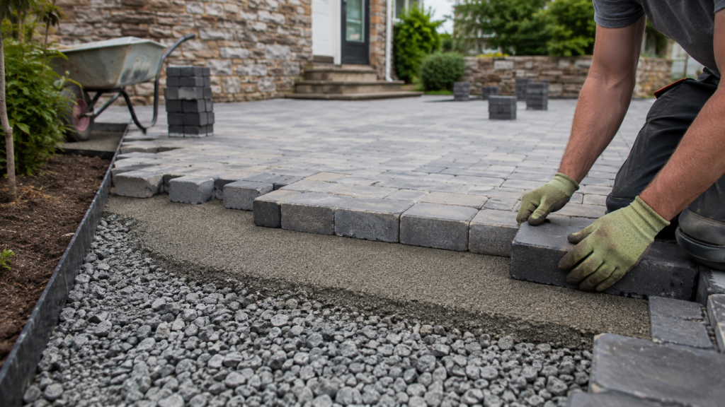 Permeable paving with exposed driveway build-up