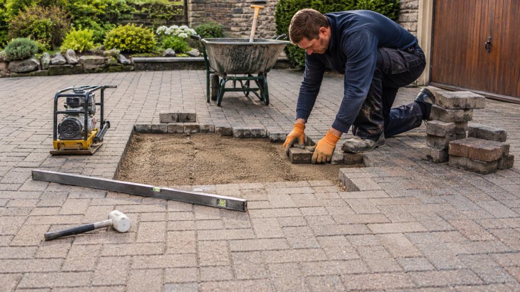 Professional block paving driveway repair