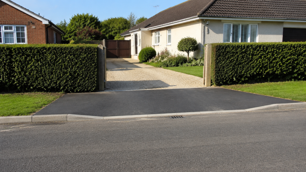 Finished dropped kerb and gravel driveway