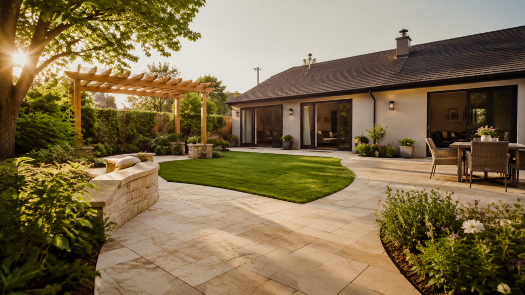 Golden Morning Patio with Timber Pergola