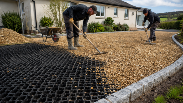 Golden Gravel Driveway Installation