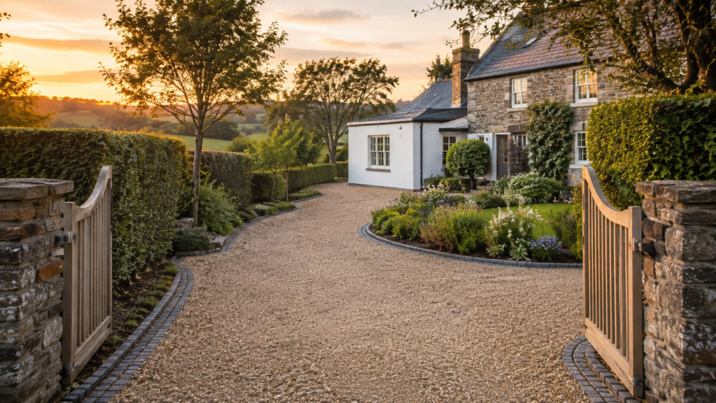 Golden Gravel Driveway at a Devon Cottage