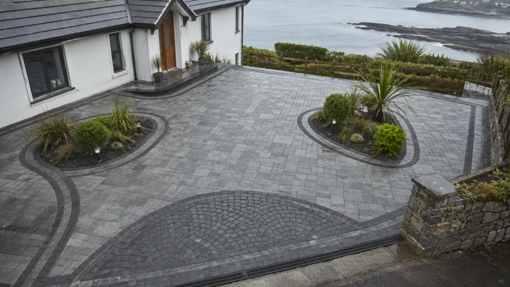 Rain-Kissed Coastal Block-Paved Driveway